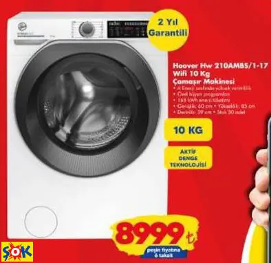 HOOVER HW 210AMBS/1-17 WİFİ 10 KG ÇAMAŞIR MAKİNESİ